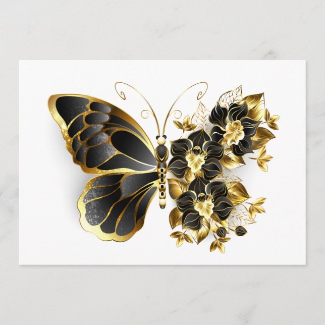 Guld Flower Butterfly med Black Orchid Program (Framsida)