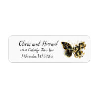 Guld Flower Butterfly med Black Orchid