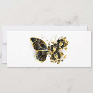Guld Flower Butterfly med Black Orchid Spara Datumet