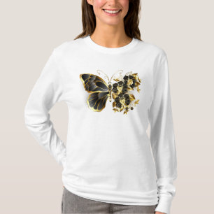 Guld Flower Butterfly med Black Orchid T Shirt