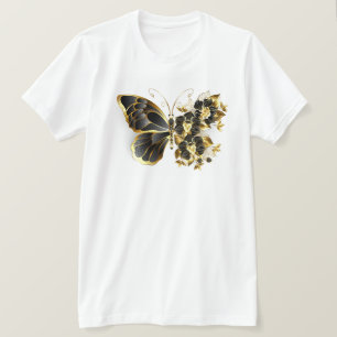 Guld Flower Butterfly med Black Orchid T Shirt
