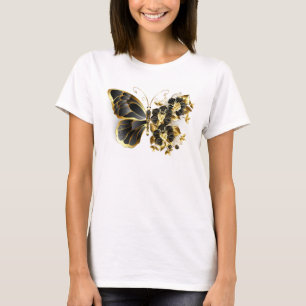 Guld Flower Butterfly med Black Orchid T Shirt