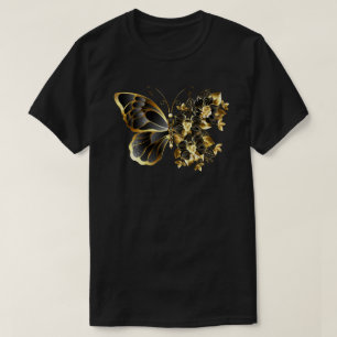 Guld Flower Butterfly med Black Orchid T Shirt