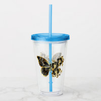 Guld Flower Butterfly med Black Orchid
