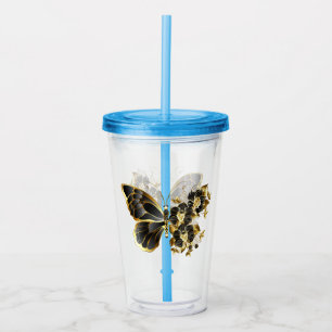 Guld Flower Butterfly med Black Orchid Take Away Mugg