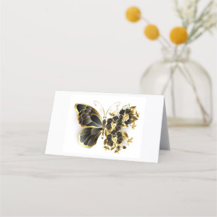 Guld Flower Butterfly med Black Orchid Tidsbeställning Kort