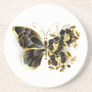 Guld Flower Butterfly med Black Orchid Underlägg