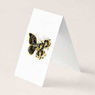 Guld Flower Butterfly med Black Orchid Visitkort