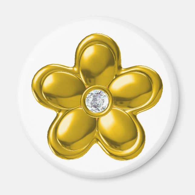 GULD FLOWER MED DIAMOND MAGNET (Framsidan)