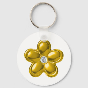 GULD FLOWER MED DIAMOND NYCKELRING