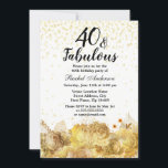 Guld Flowers Glitter 40 och Fabulous 40:e födelsed Inbjudningar<br><div class="desc">Guld Flowers Glitter 40 och fantastiska 40:e födelsedagsinbjudan Se matchande samling i butik</div>