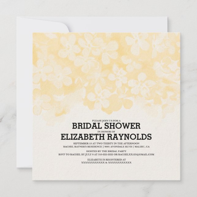 Guld Flowers Inbjudningskort för möhippa (Framsida)