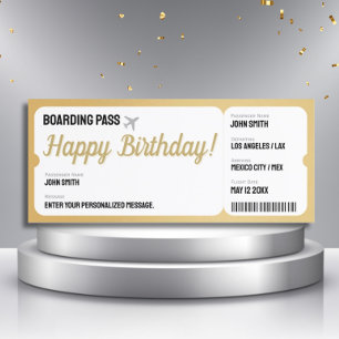 Guld Flygplan Biljett - Överraskande boardingpass