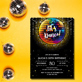 Guld-Födelsedagsfesten för halvtonfärgad disco Bol Inbjudningar