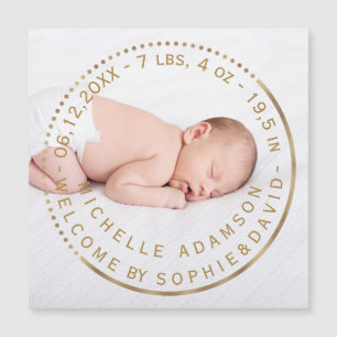 Guld födelsemeddelande Baby Photo