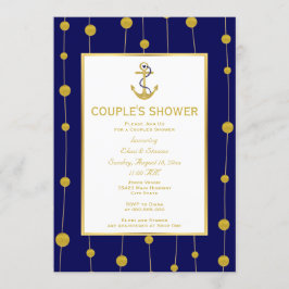 Guld foil ankare nautisk bröllop pars dusch inbjudningar