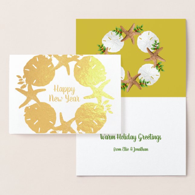 Guld Foil Beach jul Sand Dollars Folder Folierat Kort (Display)