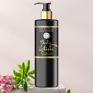 Guld Foil & Black Body Lotion Flaska etikett med l