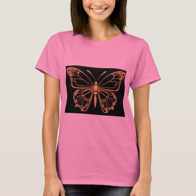 Guld Foil Butterfly Elegance T-Shirt (Framsida)