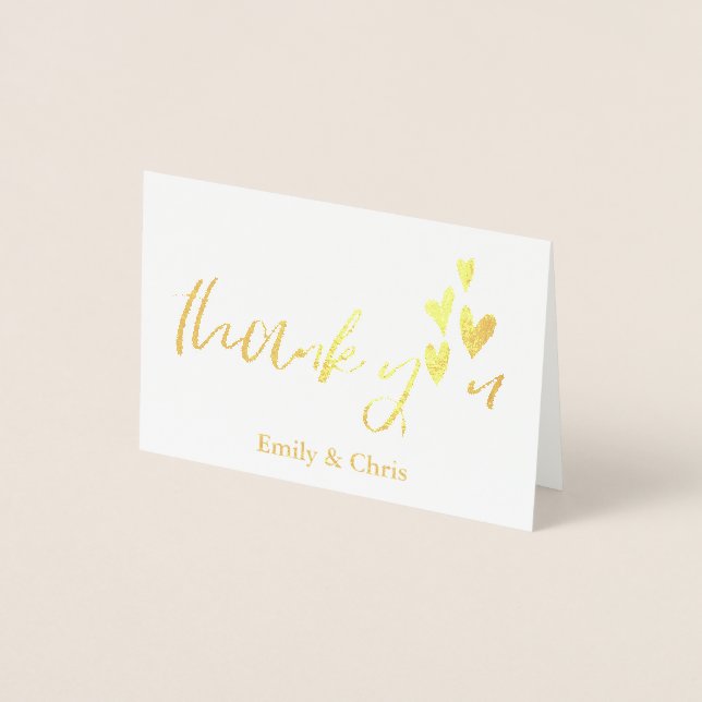 Guld Foil | Cute Calligraphy Photo Tack Folierat Kort (Framsida)