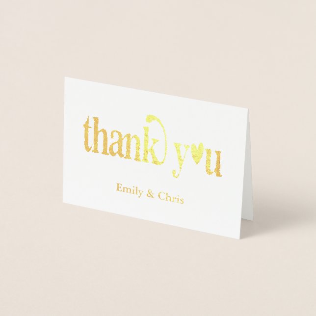 Guld Foil | Cute Calligraphy Photo Tack Folierat Kort (Framsida)
