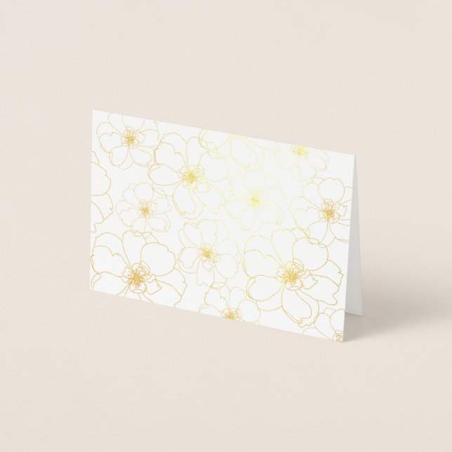 Guld Foil Dancing Flowers Greeting Cards Folierat Kort (Framsida)