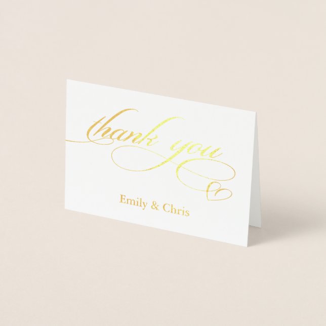 Guld Foil | Elegant Calligraphy Photo Tack Folierat Kort (Framsida)