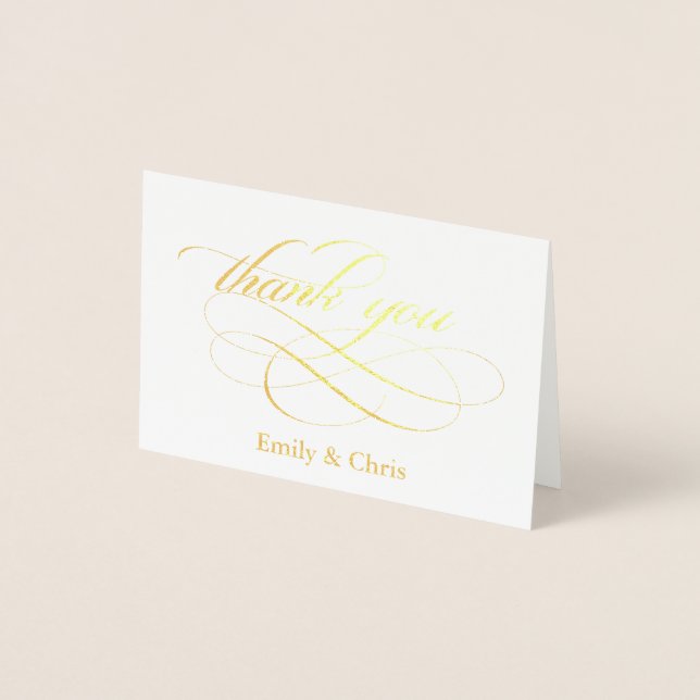 Guld Foil | Elegant Calligraphy Photo Tack Folierat Kort (Framsida)