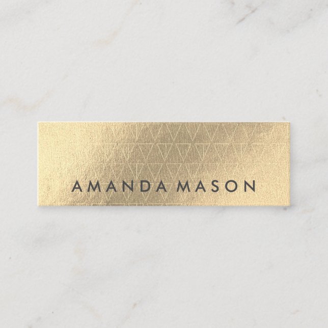 Guld Foil | Fashionable Lux Triangle Mönster Mini Visitkort (Framsida)