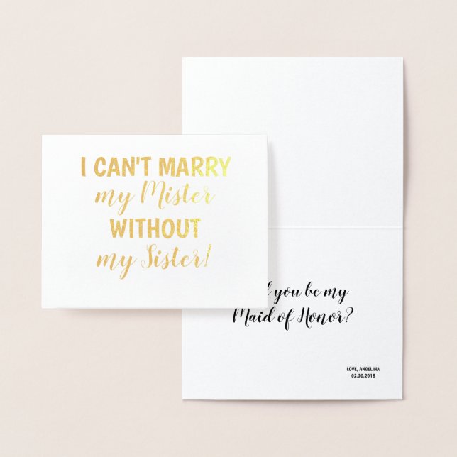 Guld Foil | Funny Bridesmaid eller Maid of honor Folierat Kort (Display)
