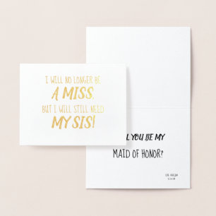 Guld Foil Funny Bridesmaid eller Maid of honor Folierat Kort