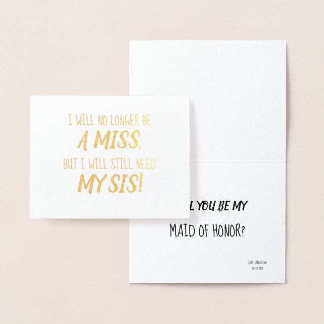 Guld Foil | Funny Bridesmaid eller Maid of honor Folierat Kort (Display)