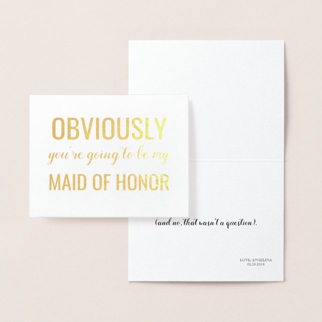 Guld Foil | Funny Bridesmaid eller Maid of honor Folierat Kort (Display)