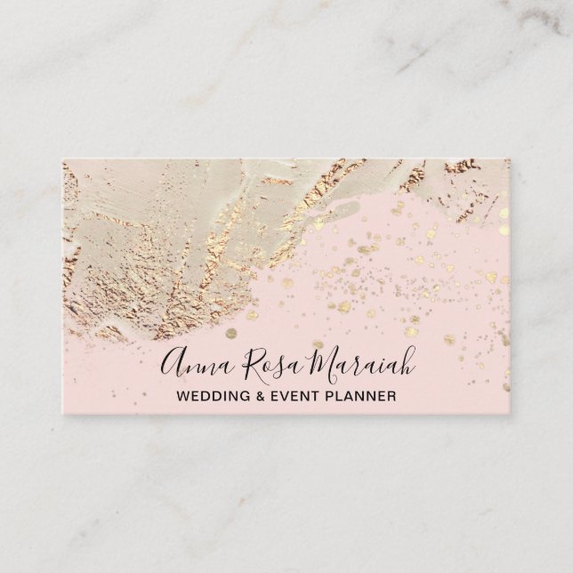 *~* Guld Foil Glitter Beauty Bröllop Elegant Rosa Visitkort (Framsida)