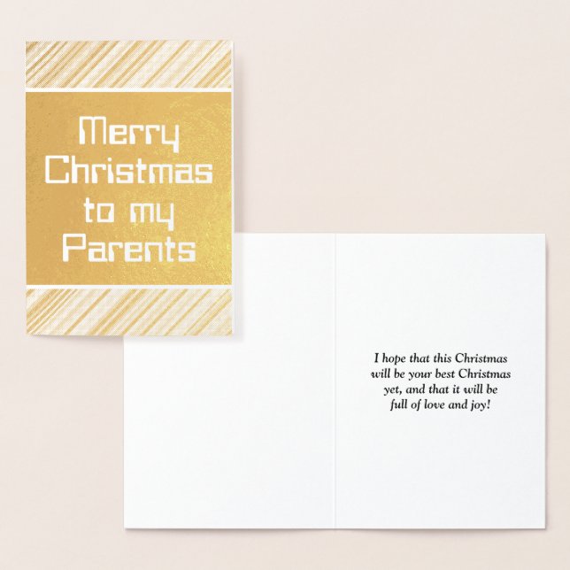 Guld Foil "God jul to my Parents"-kort Folierat Kort (Display)