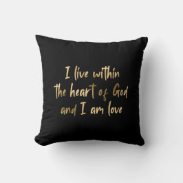 Guld Foil Heart of God Inspirational Quote Black Kudde