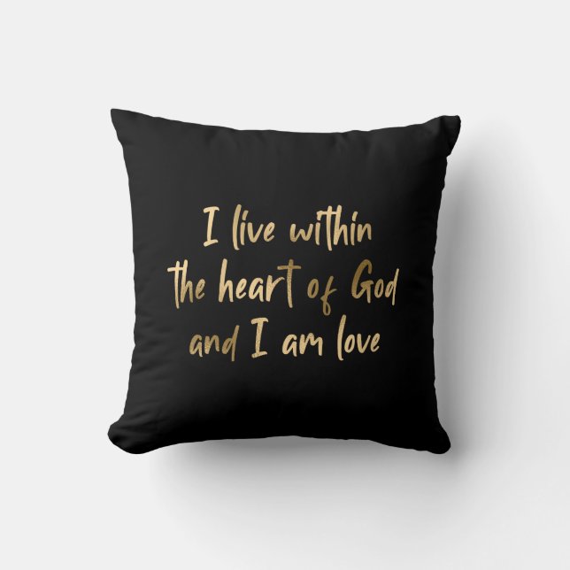 Guld Foil Heart of God Inspirational Quote Black Kudde (Framsida)