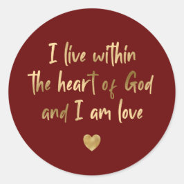 Guld Foil Heart of God Inspirational Quote Red Runt Klistermärke