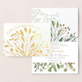 Guld Foil hittade bröllopsinbjudan i Kärlek. Folierat Kort