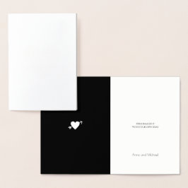 Guld-foil-hjärta med pil i monogrammet bröllop folierat kort