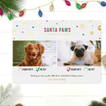 Guld Foil Naughty eller Nice 2 Hund Photo Card<br><div class="desc">Cute "Santa Tass är på väg till stan" två hund,  ett julkort med stygga eller trevliga bockmarkeringar och riktiga folier!</div>