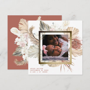 Guld Foil Ram Boho Pampas Boho Photo Birth Meddelande