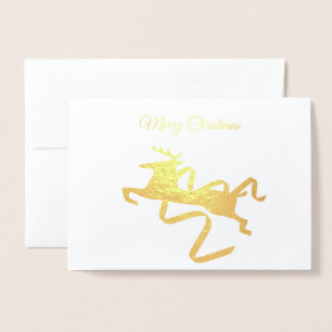 Guld Foil Reindeer-julkort Folierat Kort