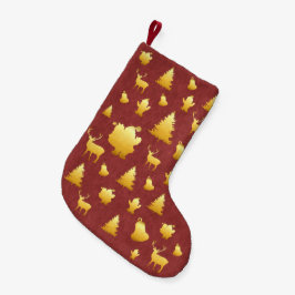 Guld Foil Santa Faux Red-julklapp Liten Julstrumpa