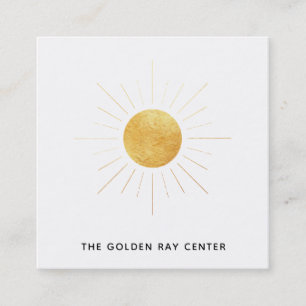*~* Guld Foil Sol och Golden Rays Andlig Center Fyrkantigt Visitkort