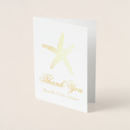 Guld Foil Starfish Tack Cards Folierat Kort