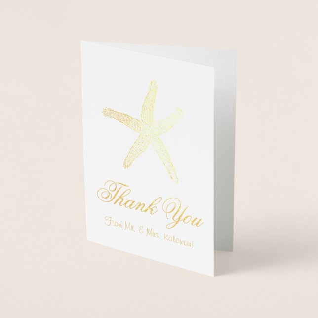 Guld Foil Starfish Tack Cards Folierat Kort (Framsida)