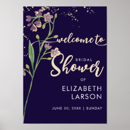 Guld Foil Watercolor Wildblomma Möhippa Poster