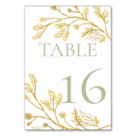 Guld Foliage Bordsnummer