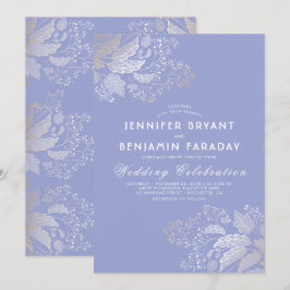 Guld Foliage Lavender Lila Elegant bröllop Inbjudningar